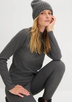 Damen bonprix Shirts & Tops|Sportbekleidung|Thermoshirt mit Stehkragen