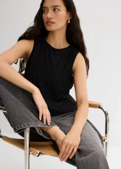 Damen bonprix Shirts & Tops|Top aus strukturiertem Crinkle