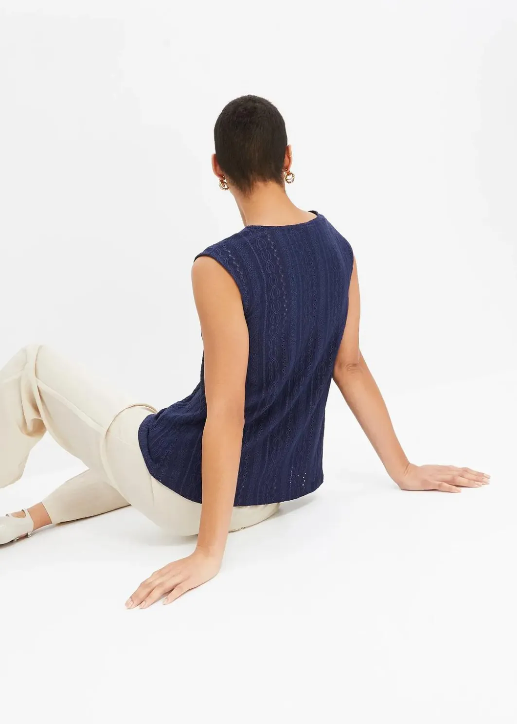 Damen bonprix Shirts & Tops|Top mit Lochstickerei