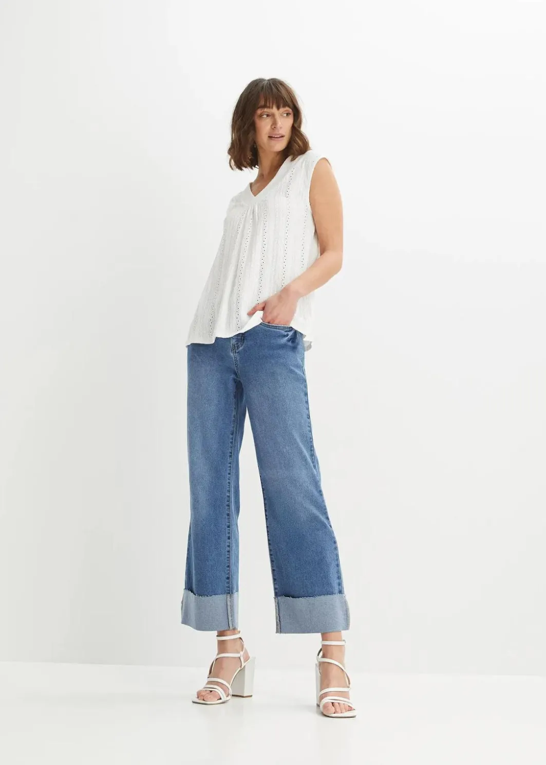 Discount Top mit Lochstickerei Damen Shirts & Tops