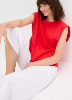 Damen bonprix Shirts & Tops|Top mit Ripp-Einsatz am Ärmel