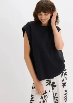 Online Top mit Ripp-Einsatz am Ärmel Damen Shirts & Tops