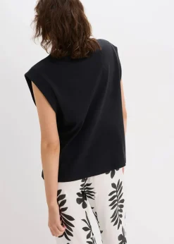 Online Top mit Ripp-Einsatz am Ärmel Damen Shirts & Tops