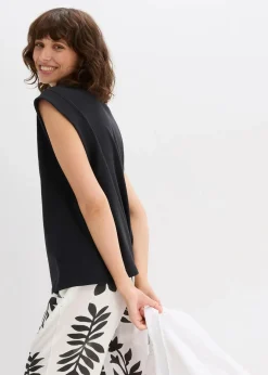 Online Top mit Ripp-Einsatz am Ärmel Damen Shirts & Tops