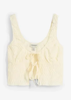 Damen bonprix Shirts & Tops|Top mit Schnürung in Struktur Optik