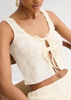 Damen bonprix Shirts & Tops|Top mit Schnürung in Struktur Optik