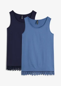 Damen bonprix Shirts & Tops|Top mit Spitze (2er-Pack)