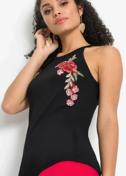 Damen bonprix Shirts & Tops|Nachhaltigere Materialien|Top mit Stickerei