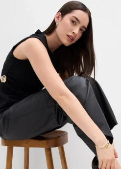 Damen bonprix Shirts & Tops|Top mit Zierschnalle aus Crepe