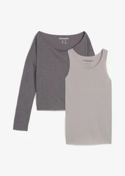 Damen bonprix Nachhaltigere Materialien|Shirts & Tops|Top und Langarmshirt (2-tlg.Set) aus Jersey