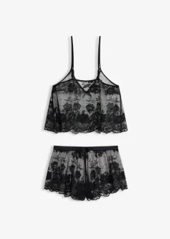 Damen bonprix Wäsche·Corsagen & Negligés|Wäsche·Dessous|Top+Shorty (2-tlg.Set)