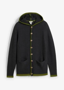 Herren bonprix Trachtenmode|Pullover & Strickjacken|Trachten-Strickjacke mit Kapuze aus weichem Baumwollmix