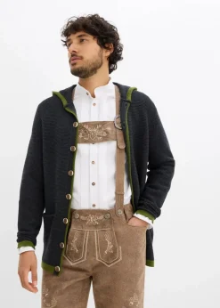 Herren bonprix Trachtenmode|Pullover & Strickjacken|Trachten-Strickjacke mit Kapuze aus weichem Baumwollmix