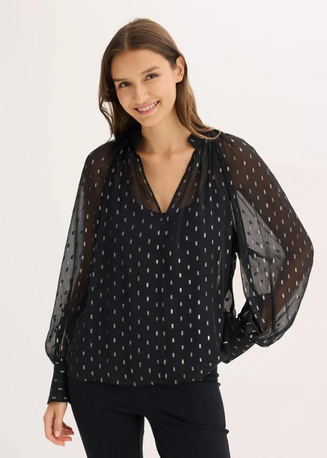 Damen bonprix Bekleidung·Jacken & Mäntel|Blusen & Tuniken|Transparente Schlupfbluse