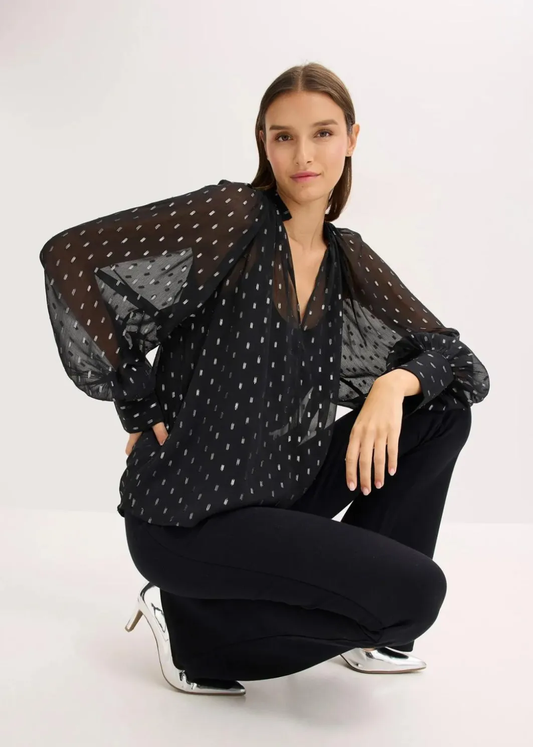 Damen bonprix Bekleidung·Jacken & Mäntel|Blusen & Tuniken|Transparente Schlupfbluse