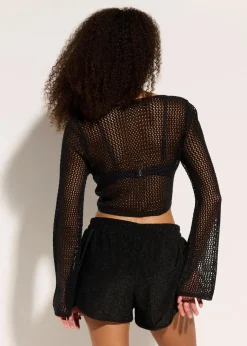 Damen bonprix Strandmode|Bademode·Strandmode|Transparente Strand Ajour-Strickjacke
