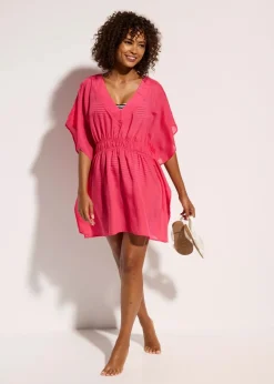 Clearance Transparente Strandtunika mit V-Ausschnitt Damen Blusen & Tuniken|Bekleidung·Jacken & Mäntel