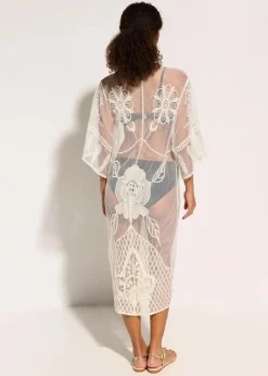 Best Transparenter Strandkimono mit Spitze Damen Strandmode|Bademode·Strandmode