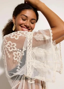 Best Transparenter Strandkimono mit Spitze Damen Strandmode|Bademode·Strandmode