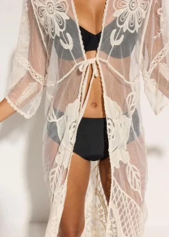 Best Transparenter Strandkimono mit Spitze Damen Strandmode|Bademode·Strandmode