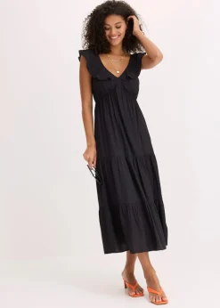 Damen bonprix Kleider|Bekleidung·Pullover & Strickjacken|Trägerkleid aus feinem Viskose-Mix