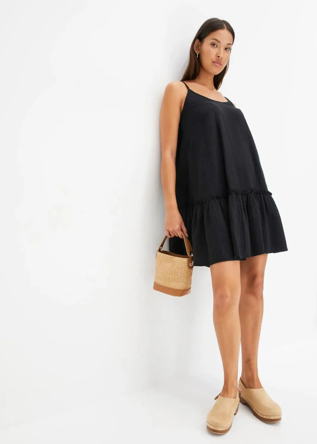 Outlet Trägerkleid aus Musselin Damen Kleider|Bekleidung·Pullover & Strickjacken