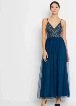 Damen bonprix Festliche Mode|Kleider|Trägerkleid mit Perlenstickerei