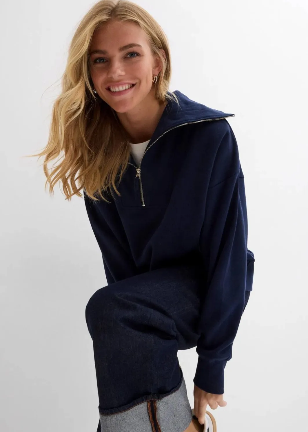 Damen bonprix Bekleidung·Blusen & Tuniken|Bekleidung·Jeans|Troyer aus weichem Baumwoll-Mix