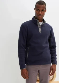 Discount Troyer Fleeceshirt mit praktischen Taschen und tollen Kontrastdetails Herren Große Größen|Basics