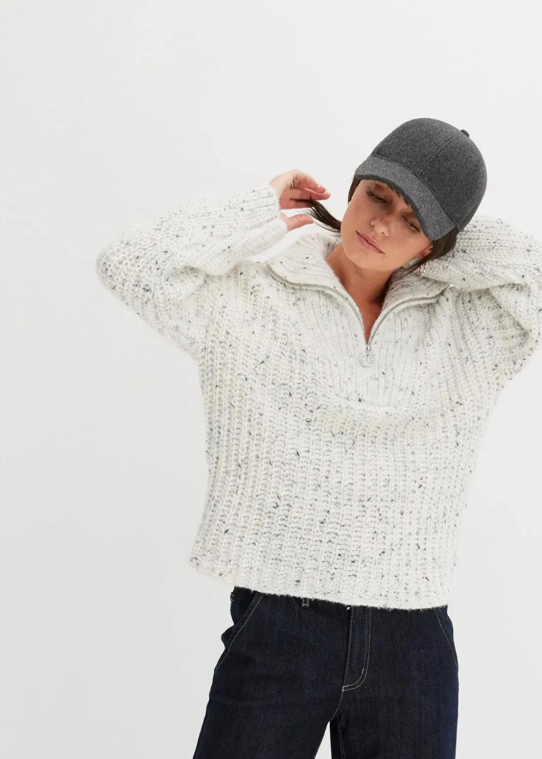 Damen bonprix Pullover & Strickjacken|Bekleidung·Jeans|Troyer mit überschnittener Schulter