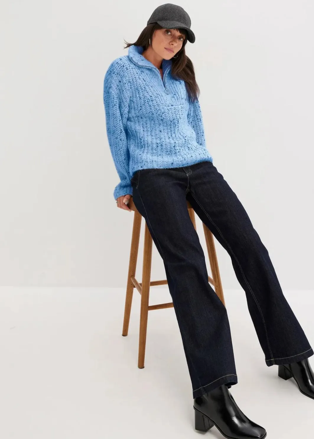 Damen bonprix Bekleidung·Jeans|Pullover & Strickjacken|Troyer mit überschnittener Schulter