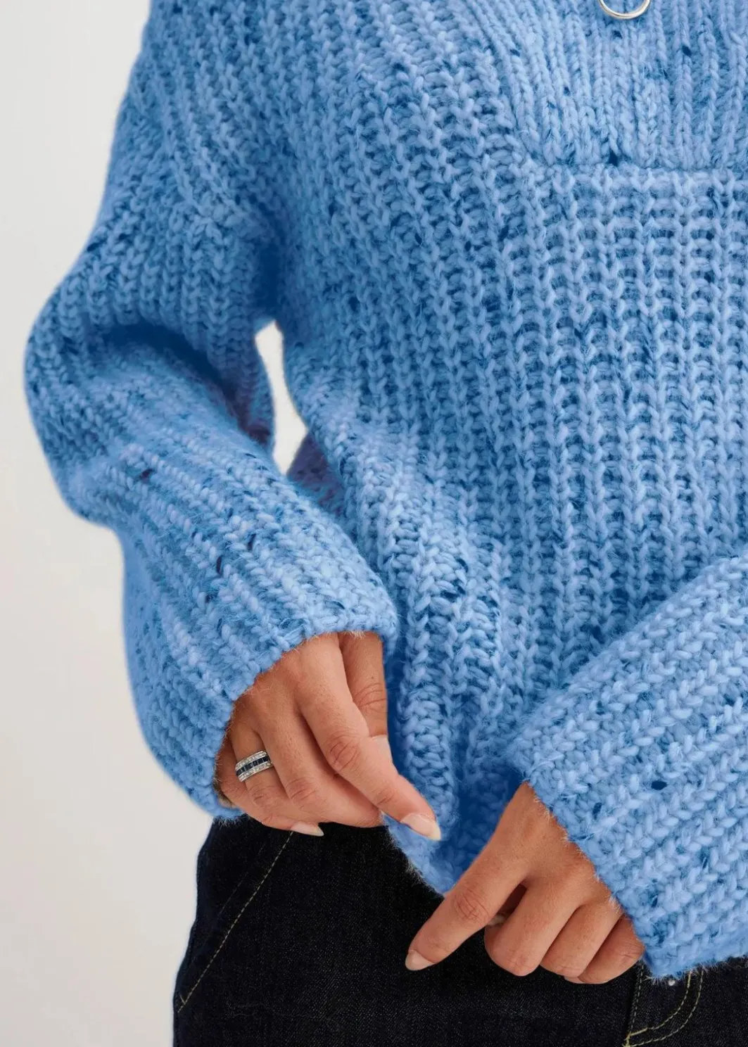 Damen bonprix Bekleidung·Jeans|Pullover & Strickjacken|Troyer mit überschnittener Schulter
