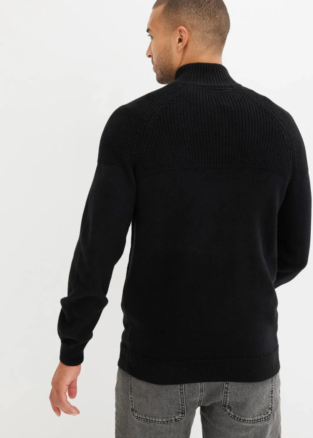 Herren bonprix Pullover & Strickjacken|Basics|Troyer Pullover aus weichem Baumwollmix