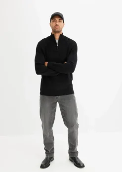 Herren bonprix Pullover & Strickjacken|Basics|Troyer Pullover aus weichem Baumwollmix