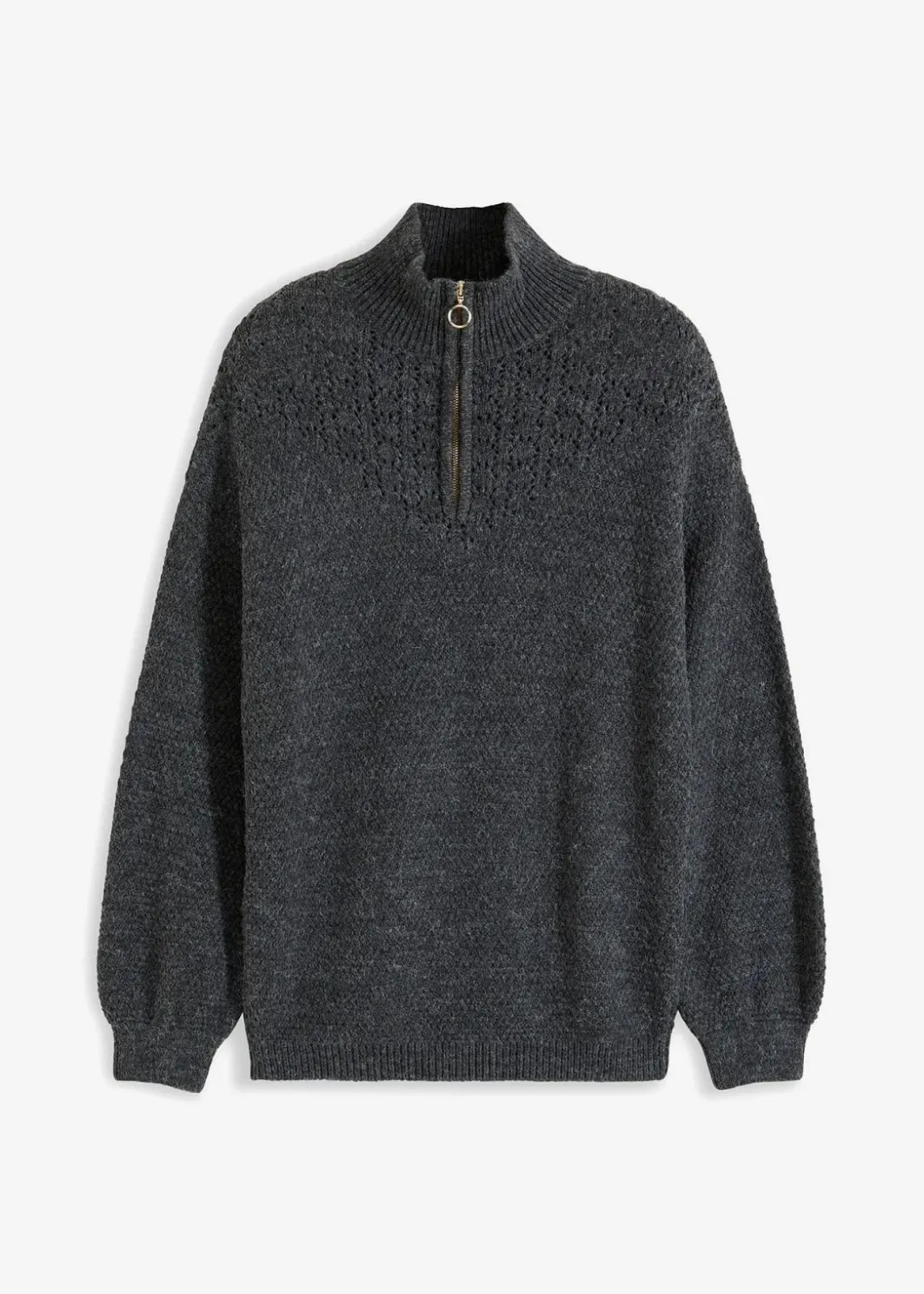 Damen bonprix Pullover & Strickjacken|Bekleidung·Jeans|Troyer Pullover mit Ajourmuster