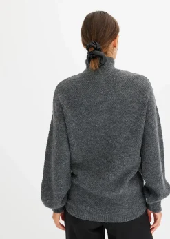 Damen bonprix Pullover & Strickjacken|Bekleidung·Jeans|Troyer Pullover mit Ajourmuster