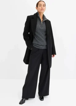 Damen bonprix Pullover & Strickjacken|Bekleidung·Jeans|Troyer Pullover mit Ajourmuster
