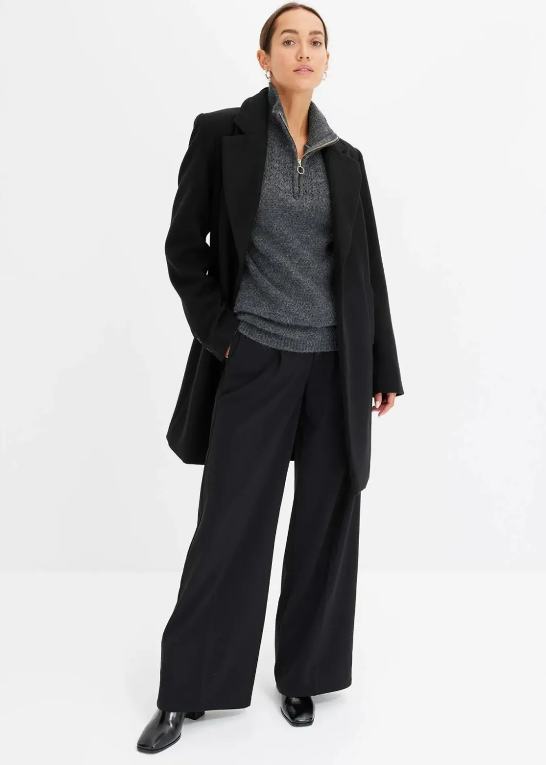 Damen bonprix Pullover & Strickjacken|Bekleidung·Jeans|Troyer Pullover mit Ajourmuster