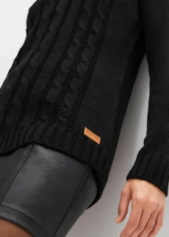 Damen bonprix Pullover & Strickjacken|Troyer Pullover mit Zopfmuster