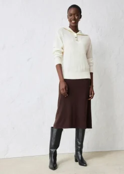 Damen bonprix Pullover & Strickjacken|Bekleidung·Jeans|Troyer-Pullover aus Merinowolle