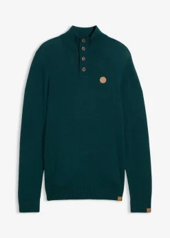 Herren bonprix Große Größen|Pullover & Strickjacken|Troyer-Pullover aus weichem Baumwollmix