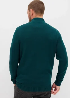 Herren bonprix Große Größen|Pullover & Strickjacken|Troyer-Pullover aus weichem Baumwollmix