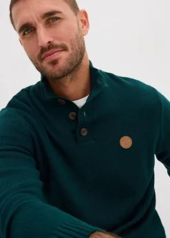 Herren bonprix Große Größen|Pullover & Strickjacken|Troyer-Pullover aus weichem Baumwollmix