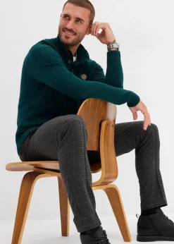 Herren bonprix Große Größen|Pullover & Strickjacken|Troyer-Pullover aus weichem Baumwollmix