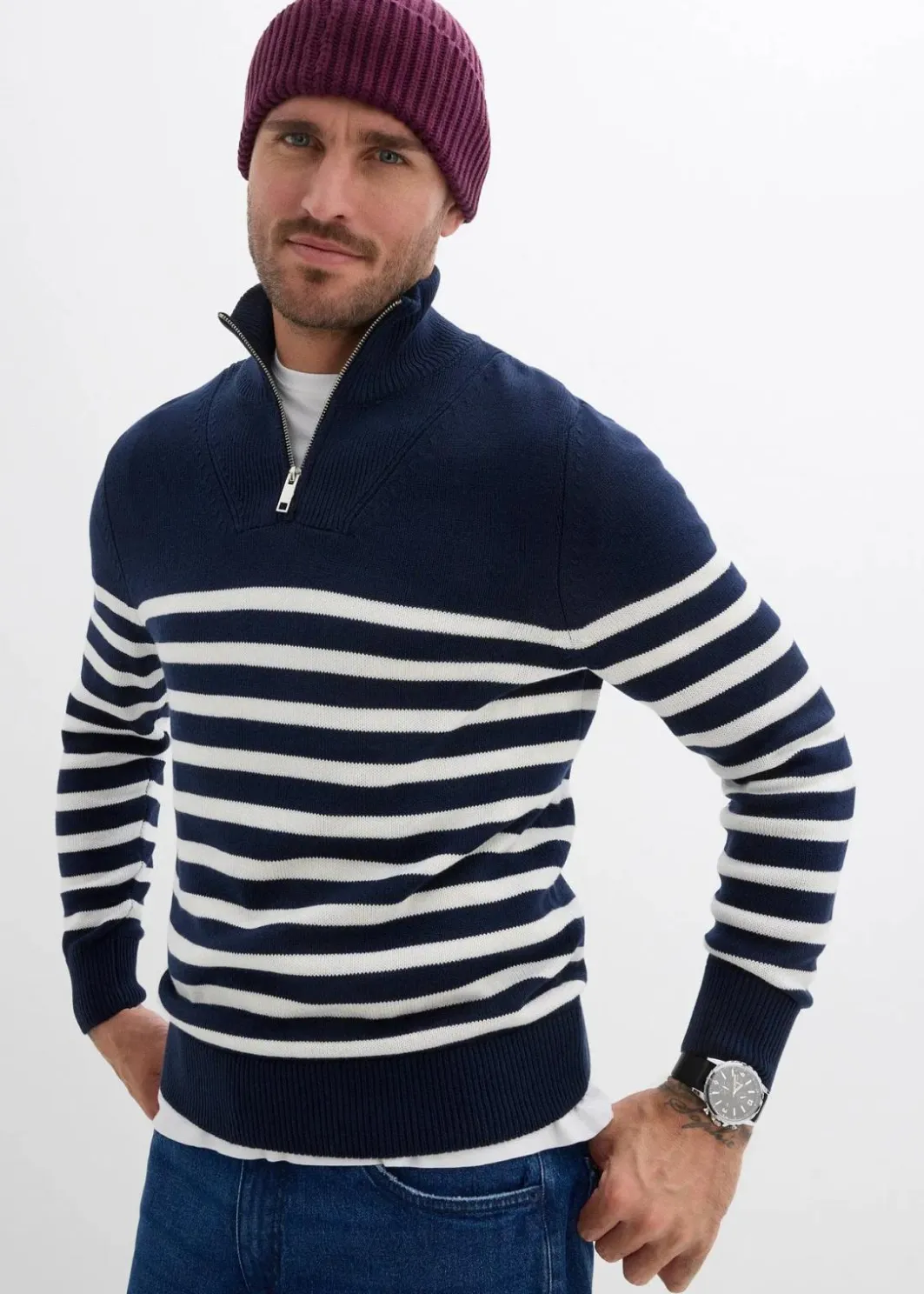 Online Troyer-Pullover aus weichem Baumwollmix Herren Große Größen|Pullover & Strickjacken