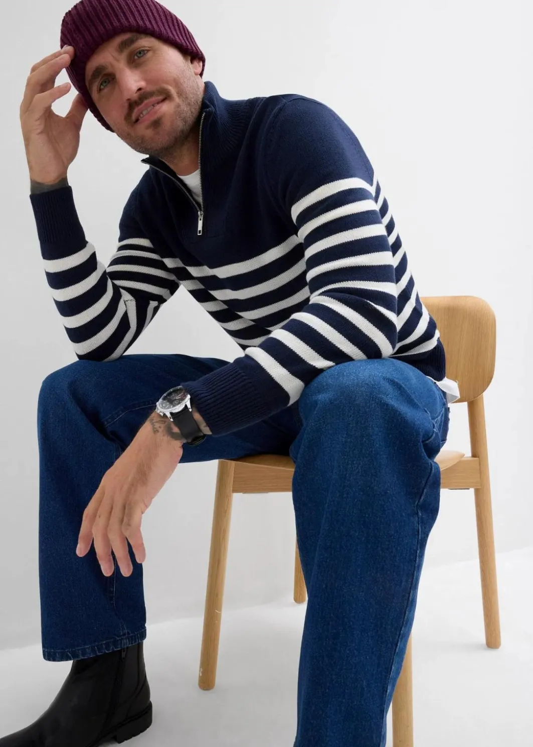 Online Troyer-Pullover aus weichem Baumwollmix Herren Große Größen|Pullover & Strickjacken