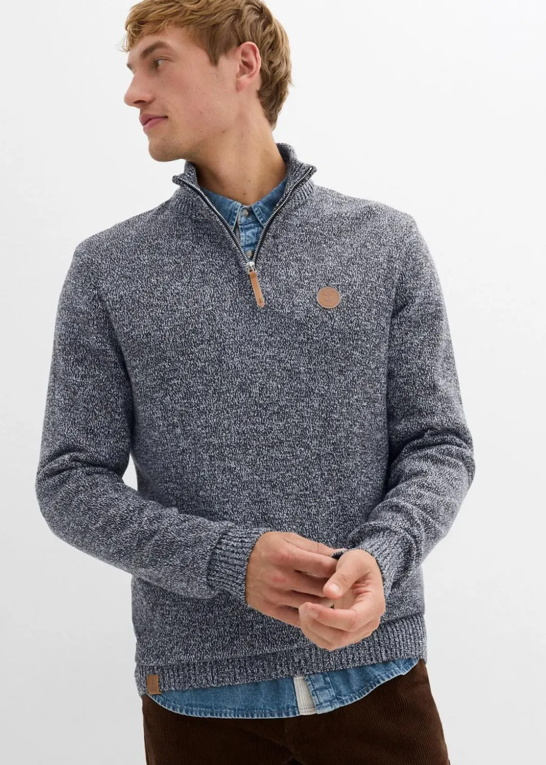 Outlet Troyer-Pullover mit reiner Baumwolle Herren Große Größen|Basics