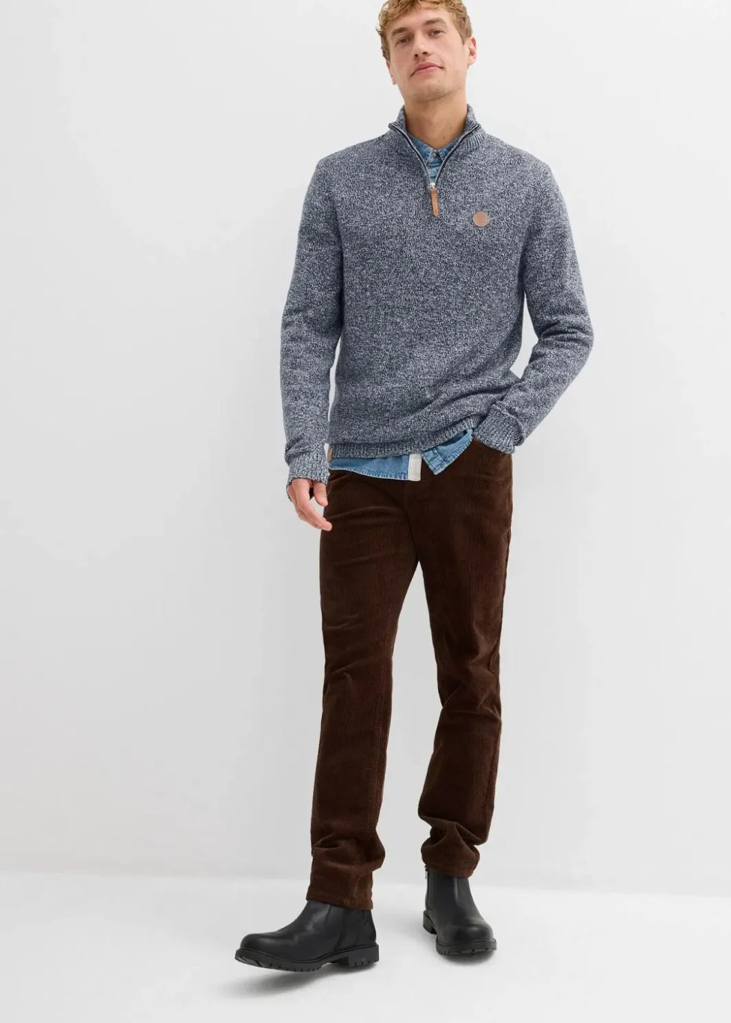 Outlet Troyer-Pullover mit reiner Baumwolle Herren Große Größen|Basics