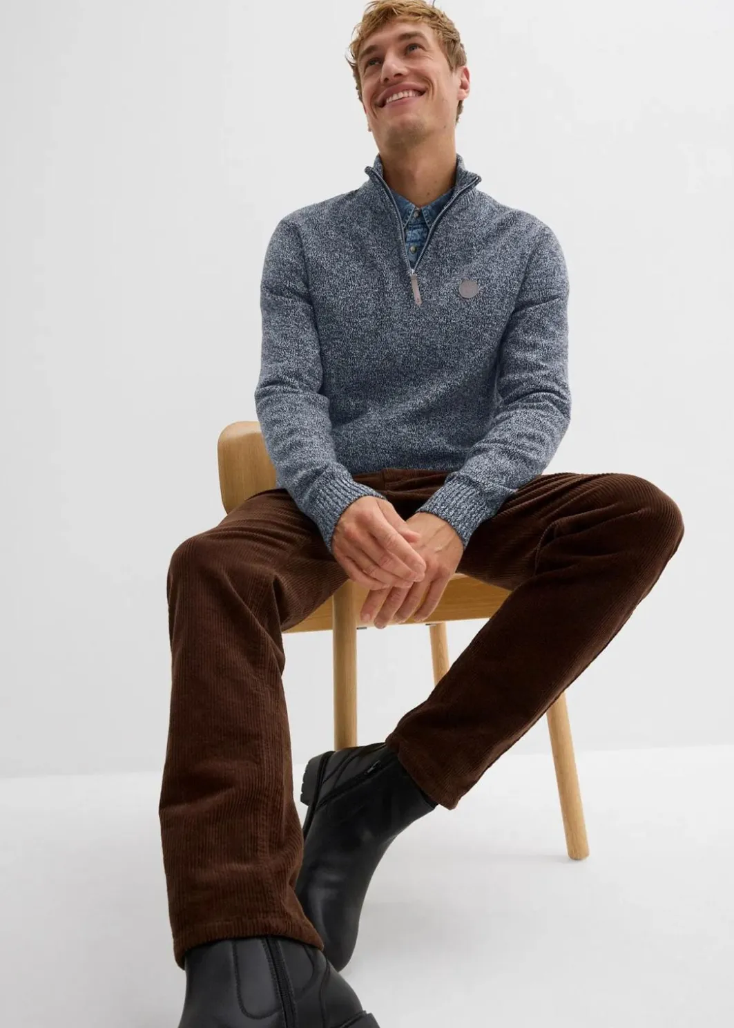 Outlet Troyer-Pullover mit reiner Baumwolle Herren Große Größen|Basics