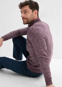 Herren bonprix Pullover & Strickjacken|Basics|Troyer-Pullover mit reiner Baumwolle